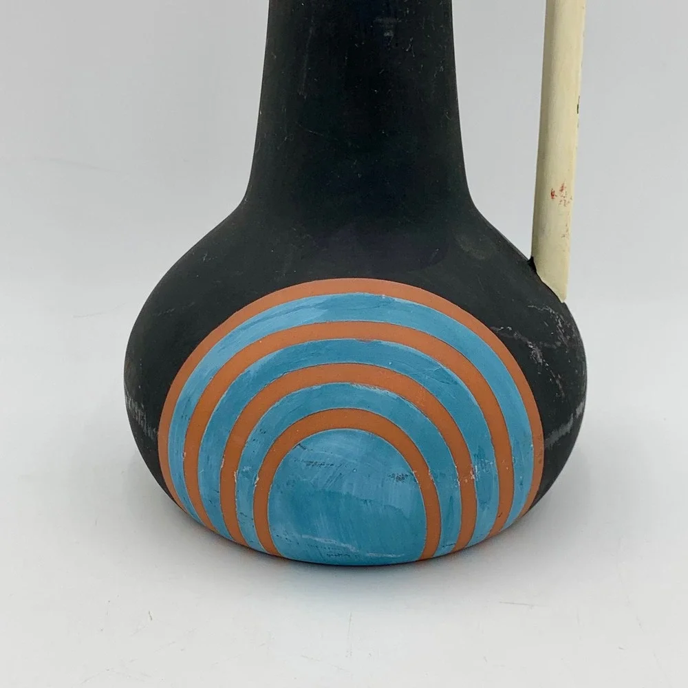 Ziczamla Matte Terracotta Vase‎ Handcrafted Chalkboard Finish MCM Style Rusty